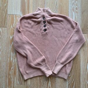 Lunya Sweater Womens XS Small Tranquil Tan Waffle Silk Cotton Shawl Henley